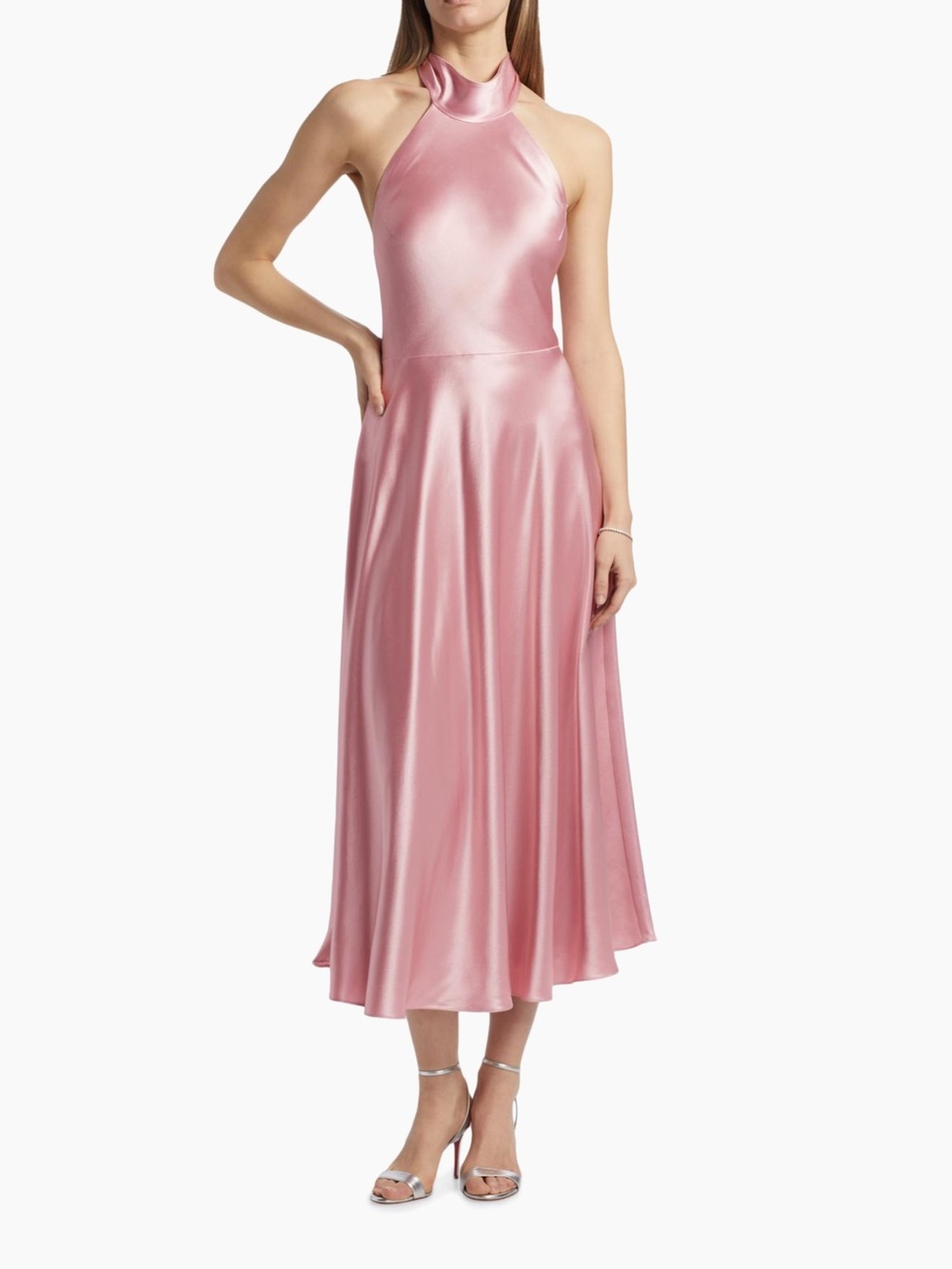 Milly Aurora Satin Midi-Dress Size 8